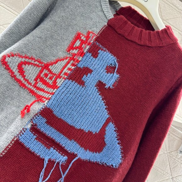 Vivienne Westwood 2025 New Arrival Saturn Patchwork Knit Sweater - Picture 3 of 8